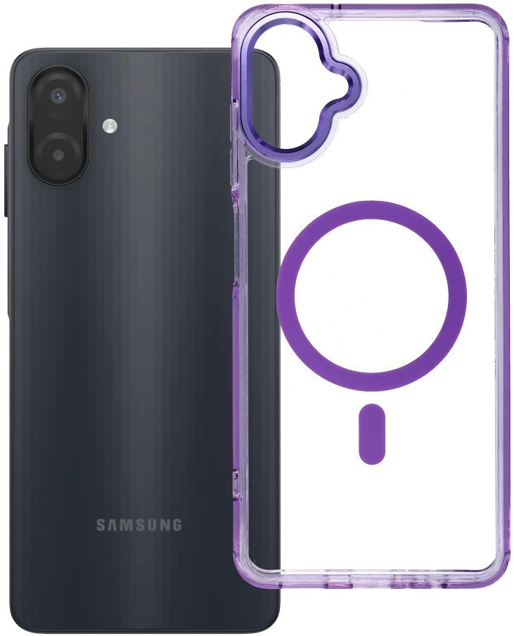 Oem Dėklas Samsung A07 / A08 Frame Clear Hybrid Mag Cover suderinamas su MagSafe violetinė