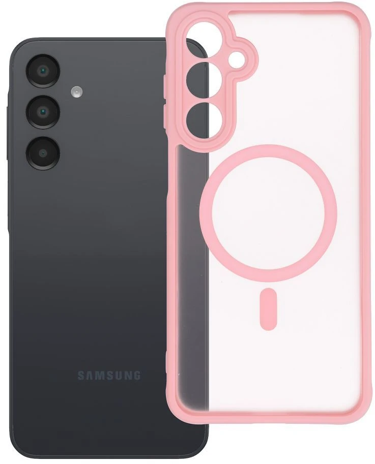 Oem FULL MATTE MAG COVER dėklas suderinamas su MagSafe skirtas Samsung Galaxy A16 rožinės spalvos