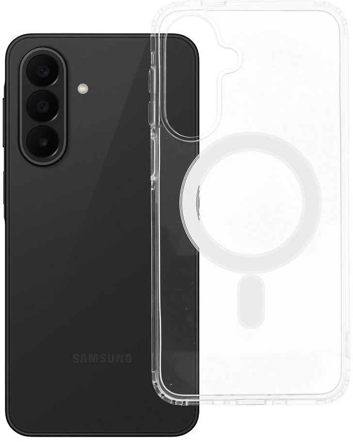 Dėklas Oem „Samsung A27 Clear Mag Cover“ (MID) dėklai yra patogūs skaidrūs „MagSafe“ dėklai.