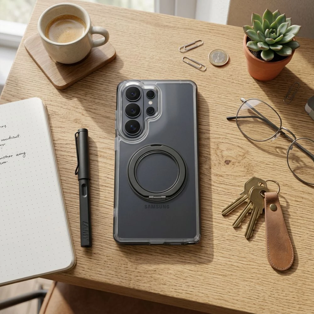 Oem Dėklas na Samsung A27 Frame Circle Stand zgodne su MagSafe juoda