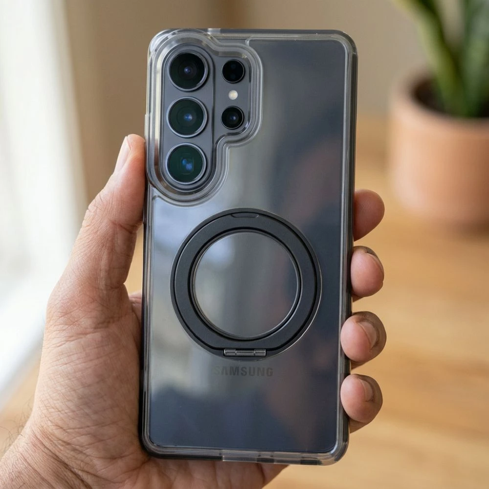 Oem Dėklas na Samsung A27 Frame Circle Stand zgodne su MagSafe juoda