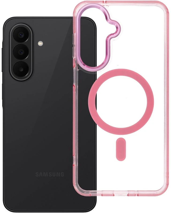 Oem Dėklas na Samsung A27 Frame Cleear Hybrid Mag Cover suderinamas su MagSafe pudra rožine
