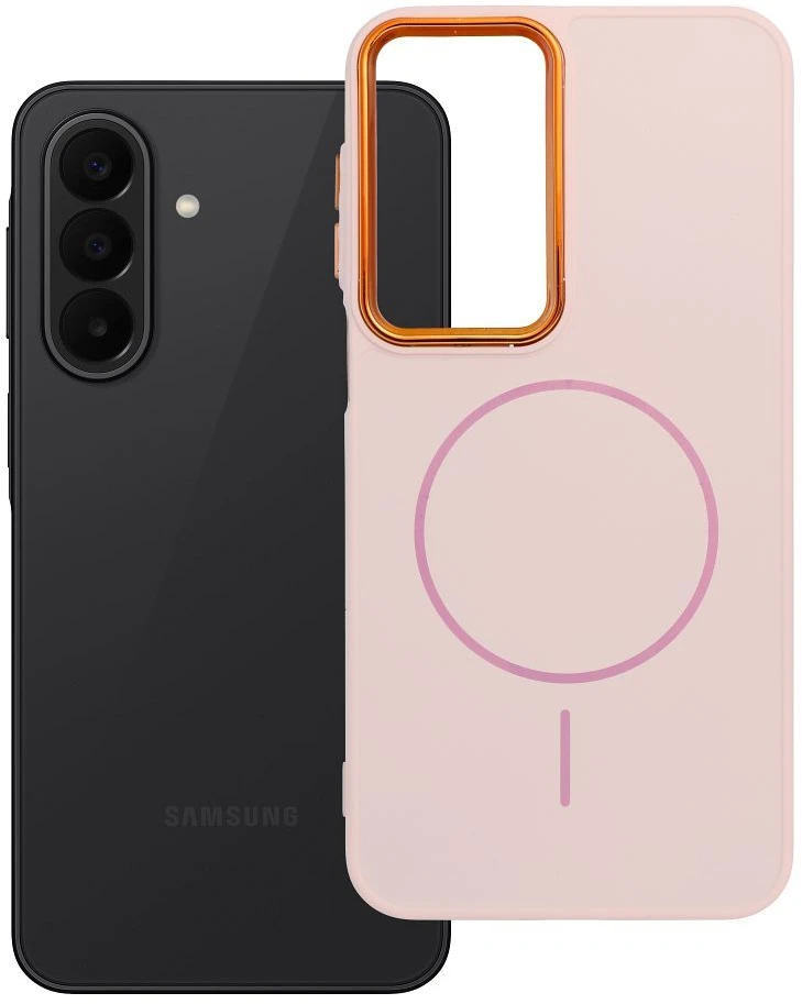 Oem Dėklas na Samsung A27 Frame Mag Cover suderinamas su MagSafe pudra rožine spalva
