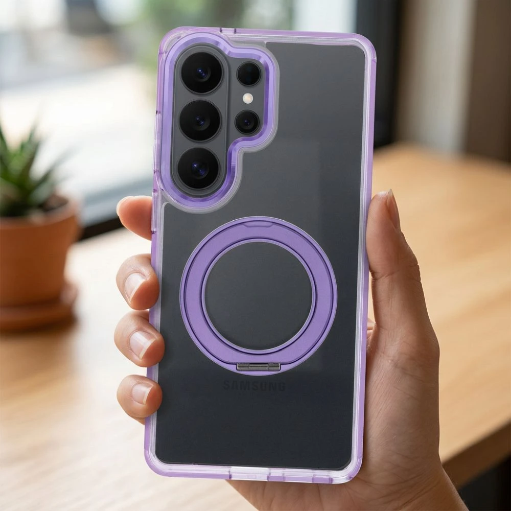 Oem Dėklas na Samsung A37 Frame Circle Stand zgodne su MagSafe violetinė