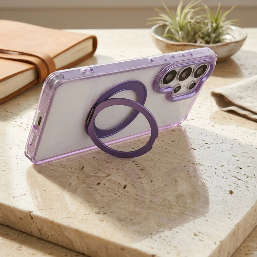 Oem Dėklas na Samsung A37 Frame Circle Stand zgodne su MagSafe violetinė