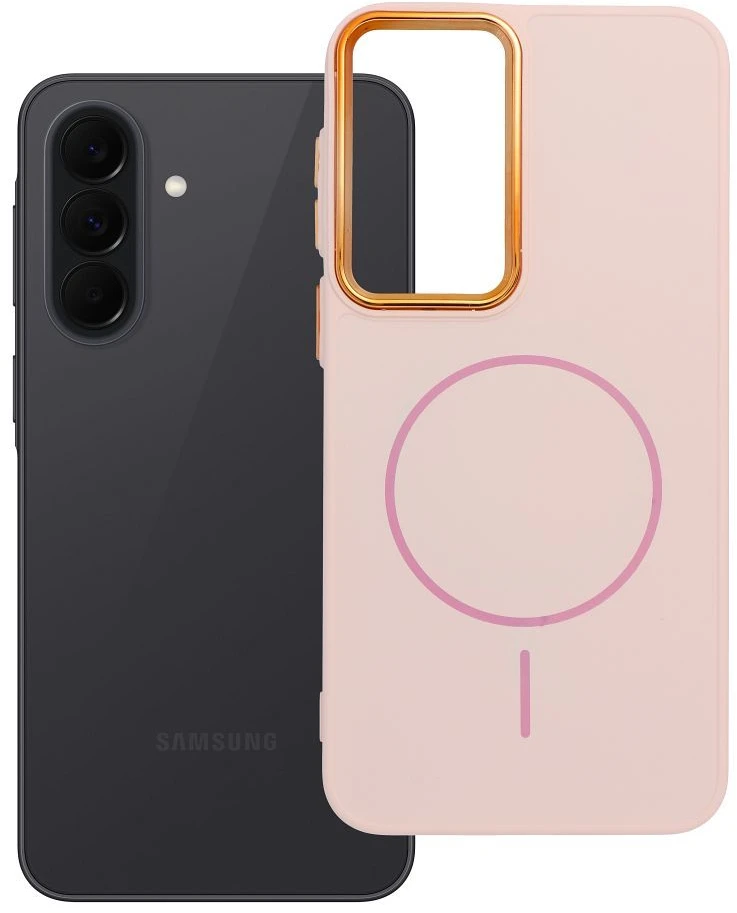 Oem Dėklas na Samsung A37 Frame Mag Cover suderinamas su MagSafe pudra rožine spalva