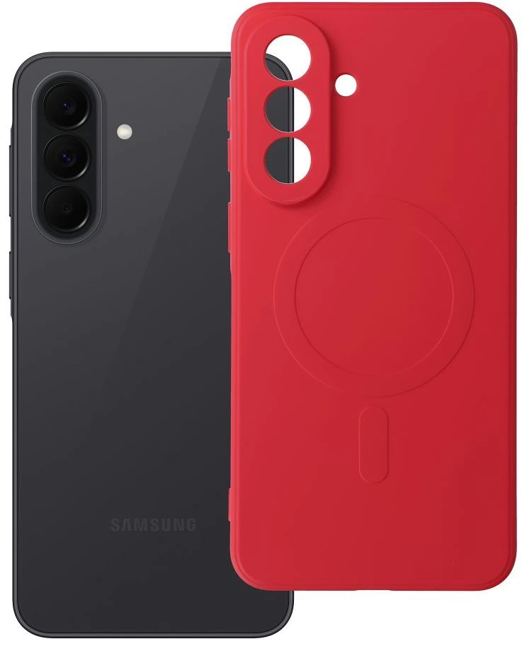 Oem Dėklas Samsung A37 Silicone Mag Cover, suderinamas su MagSafe (su fotoaparato apsauga), raudona