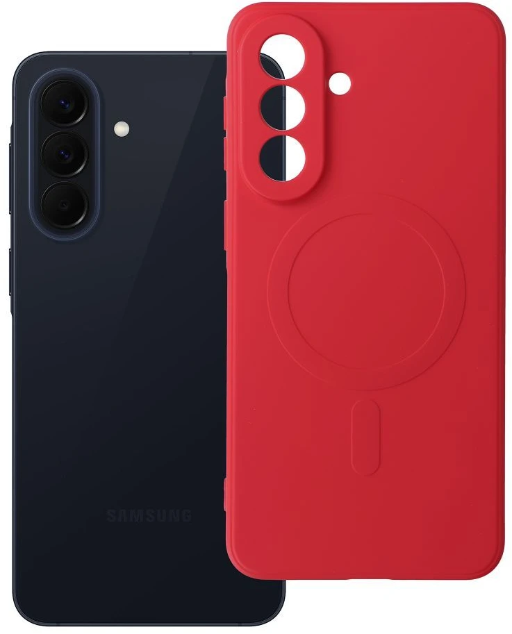 Oem Dėklas Samsung A57 Silicone Mag Cover suderinamas su MagSafe (kameros apsauga) raudonas