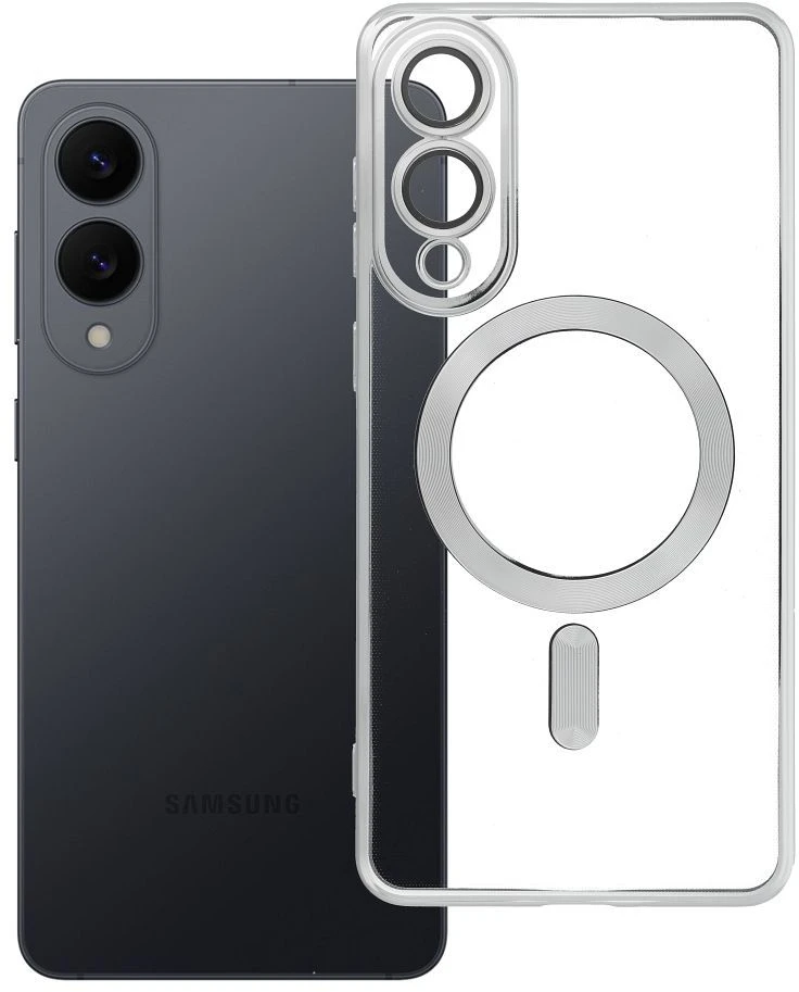 Oem ELECTRO MAG COVER dėklas suderinamas su MagSafe skirtas Samsung Galaxy S25 Edge sidabro spalvos