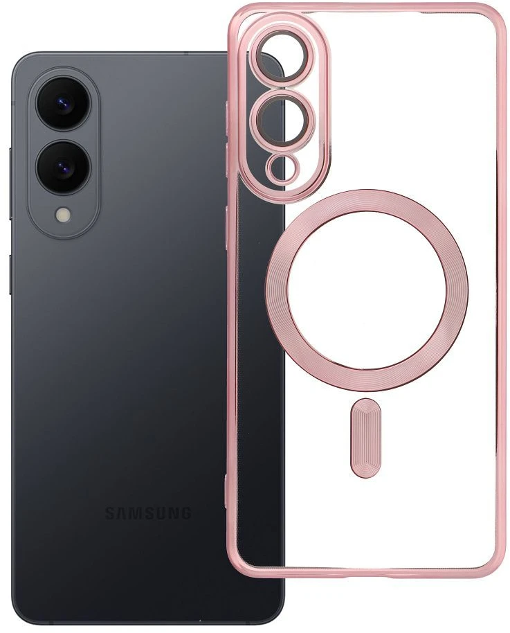 Oem ELECTRO MAG COVER dėklas suderinamas su MagSafe skirtas Samsung Galaxy S25 Edge rose aukso spalvos