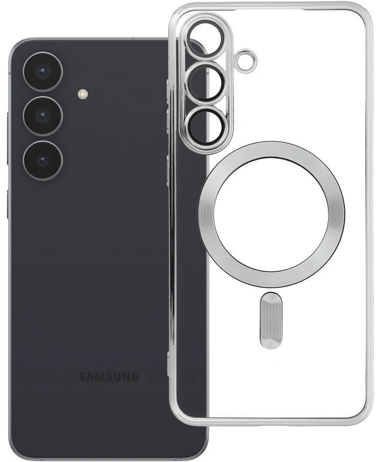 Oem ELECTRO MAG DANGTELIS Suderinamas su „MagSafe“ dėklas, skirtas SAMSUNG S25 FE, sidabrinis
