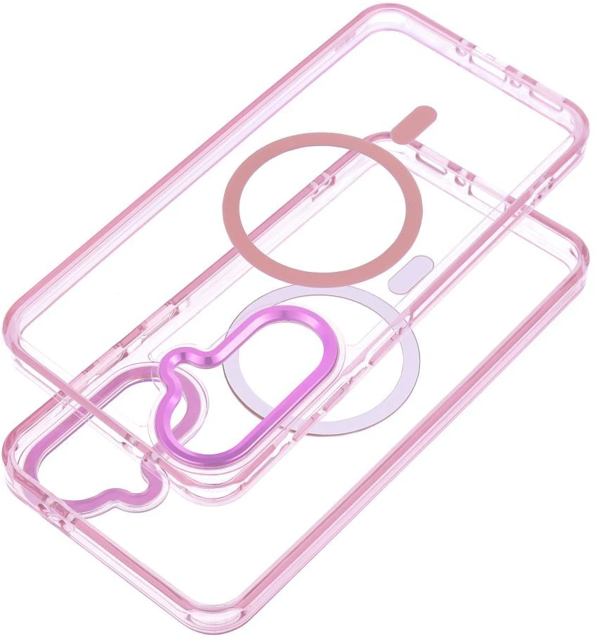 Oem Dėklas na Samsung S25 FE / S26 FE Frame Clear Hybrid Mag Cover zgodne su MagSafe pudrowy róż