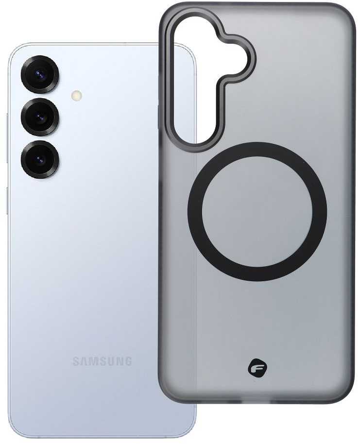 Dėklas FORCELL F-PROTECT lygiai su Dual Layer 4D technologija, suderinamas su kariniu kritimo testu skirtas Samsung Galaxy S25 PLUS dūminis juodos spalvos