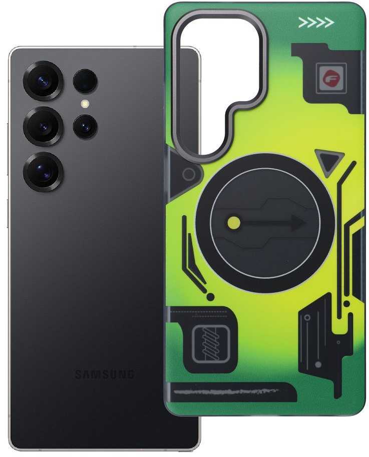 Dėklas FORCELL F-PROTECT Levels with Dual Layer 4D technology, Military Drop-Test suderinamas su MagSafe skirtas Samsung Galaxy S25 ULTRA cyber žalios spalvos