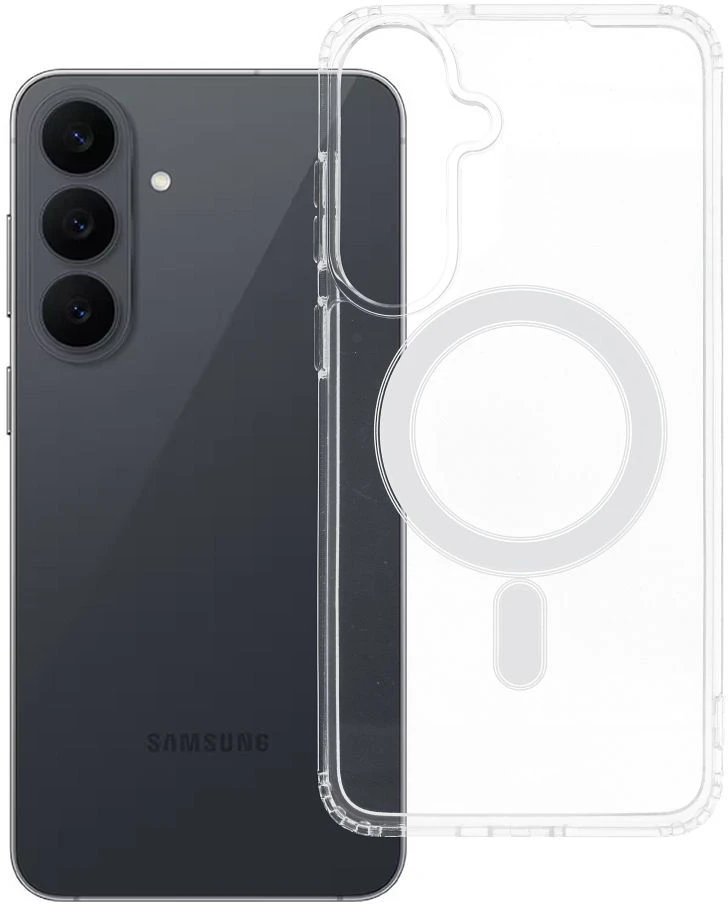 Oem Dėklas Samsung S26 FE / S25 FE Clear Mag Cover (MID), suderinamas su MagSafe, permatomas