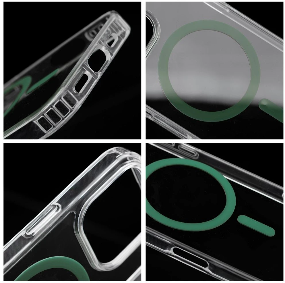 Oem Dėklas na Samsung S26 FE / S25 FE Drop Glue Colorful Ring Mag Cover zgodne su MagSafe ciemnozielone