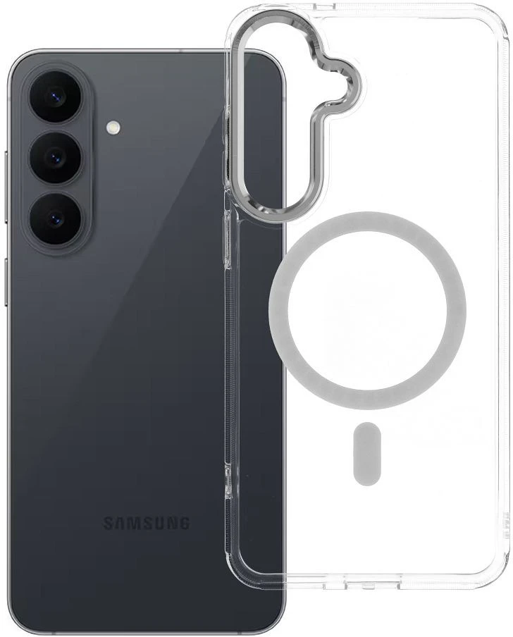 Oem Dėklas Samsung S26 FE / S25 FE Frame Clear Hybrid Mag Cover, suderinamas su MagSafe, permatomas