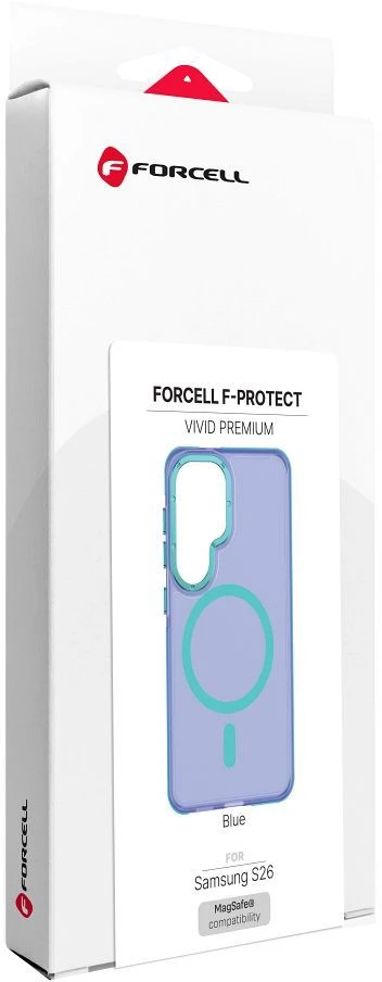 Dėklas Samsung S26 telefonui Forcell F-Protect Vivid Premium, suderinamas su MagSafe, mėlynas 0INT