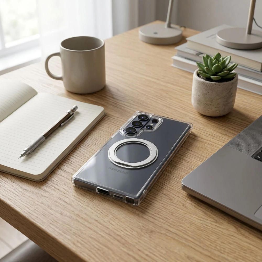 Oem Dėklas na Samsung S26 Frame Circle Stand zgodne su MagSafe transparentne