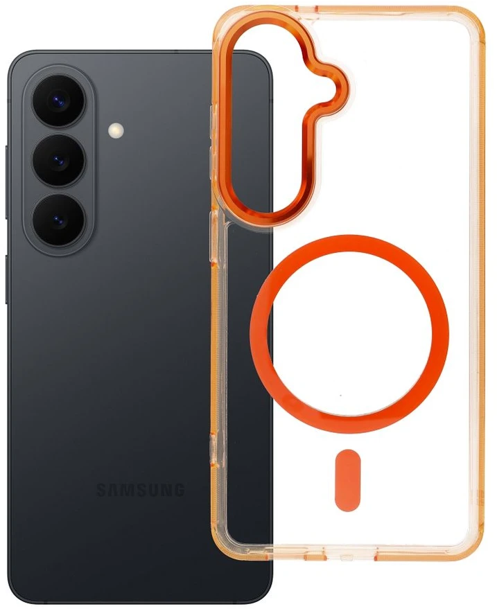 Oem Dėklas na Samsung S26 Frame Clear Hybrid Mag Cover zgodny su MagSafe oranžinė
