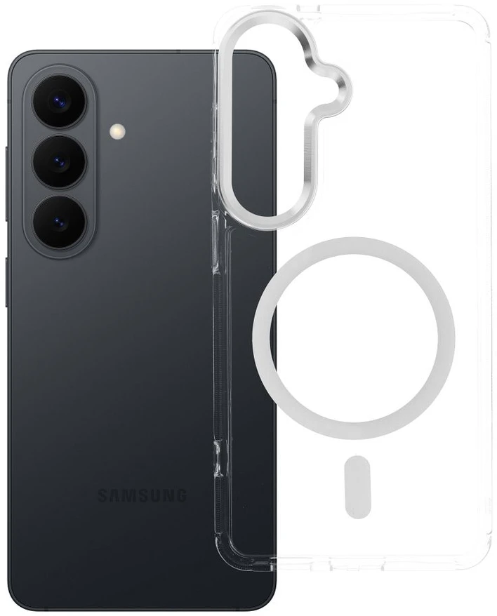 Oem Dėklas ir Samsung S26 Frame Clear Hybrid Mag Cover suderinamas su MagSafe permatomu