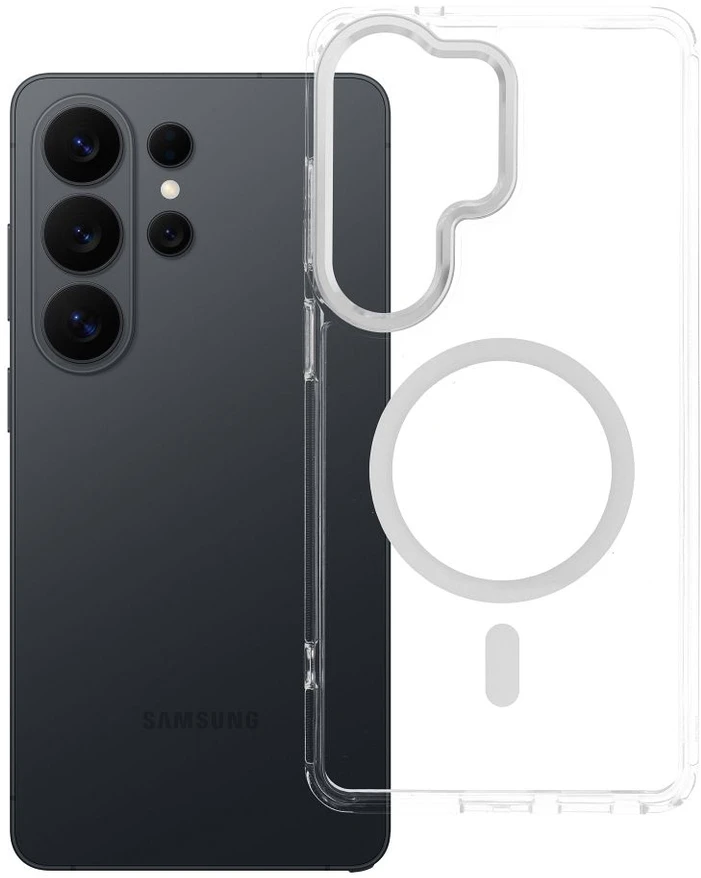 Oem Dėklas na Samsung S26 ULTRA Frame Clear Hybrid Mag Cover suderinamas su MagSafe skaidriu