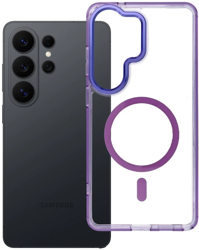 Oem Dėklas na Samsung S26 ULTRA Frame Clear Hybrid Mag Cover zgodny su MagSafe violetinė