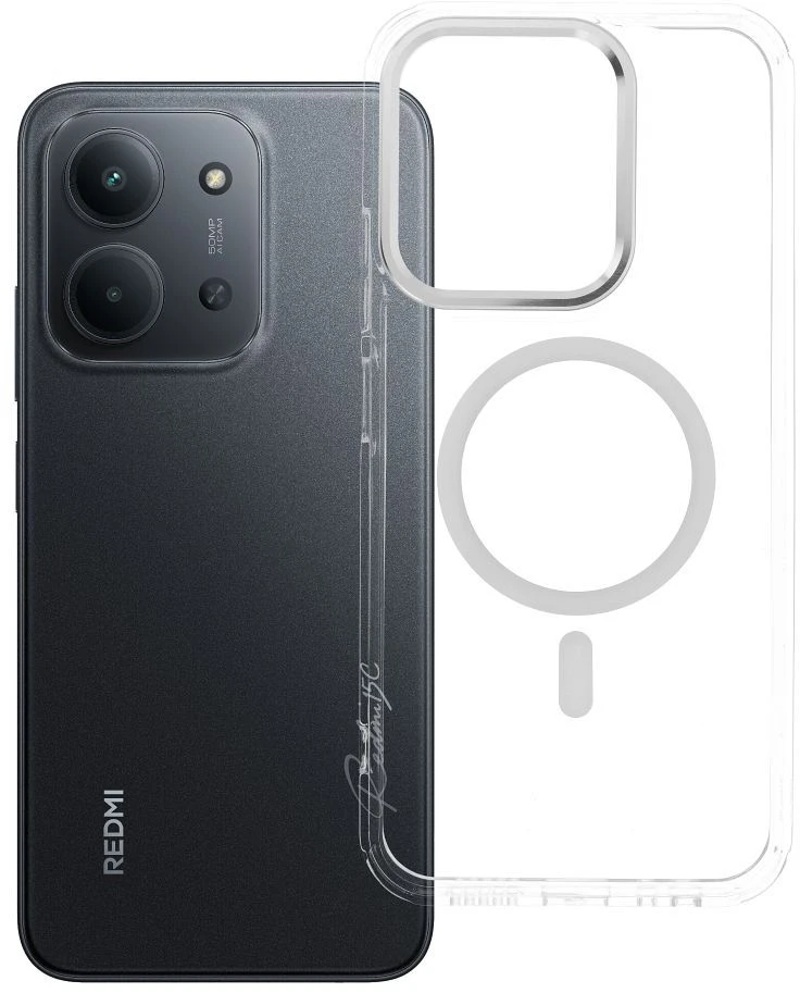 OEM dėklo rėmelis, skaidrus hibridinis „MagSafe“ dėklas, skirtas REDMI 15C (173,16 x 81,07 x 8,2), skaidrus