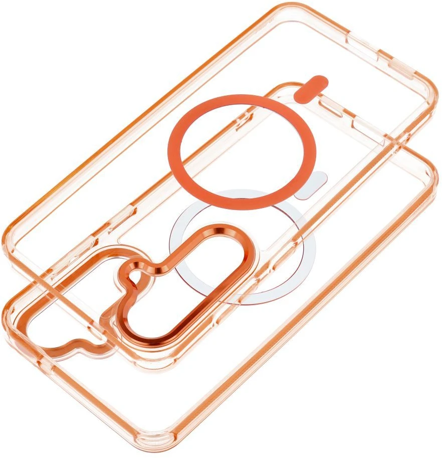 Oem Dėklas na Xiaomi Redmi 17 4G / 5G Frame Clear Hybrid Mag Cover zgodny su MagSafe oranžinė