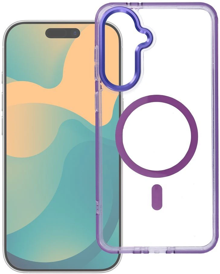 Oem Dėklas na Xiaomi Redmi 17 4G / 5G Frame Clear Hybrid Mag Cover zgodny su MagSafe violetinė