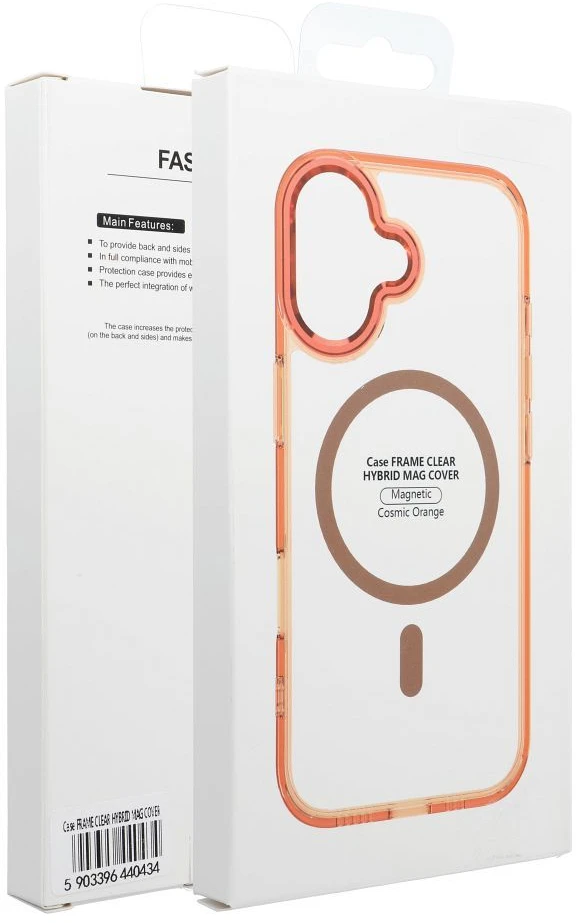 Oem Dėklas na Xiaomi Redmi 17 4G / 5G Frame Clear Hybrid Mag Cover zgodny su MagSafe oranžinė