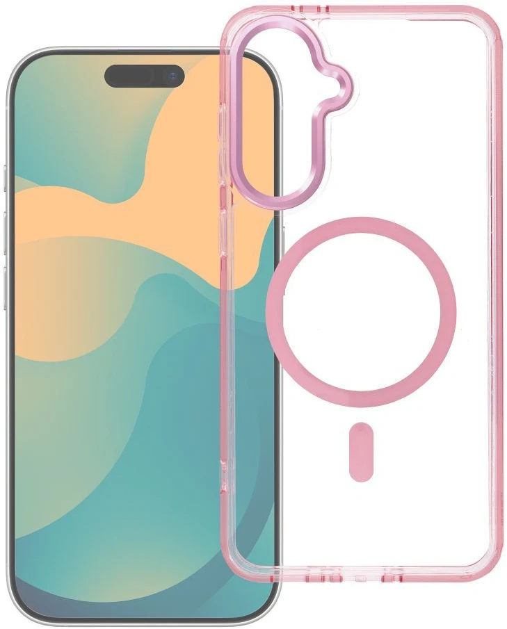 Oem Dėklas na Xiaomi Redmi 17 4G / 5G Frame Clear Hybrid Mag Cover zgodny su MagSafe pudrowy róż