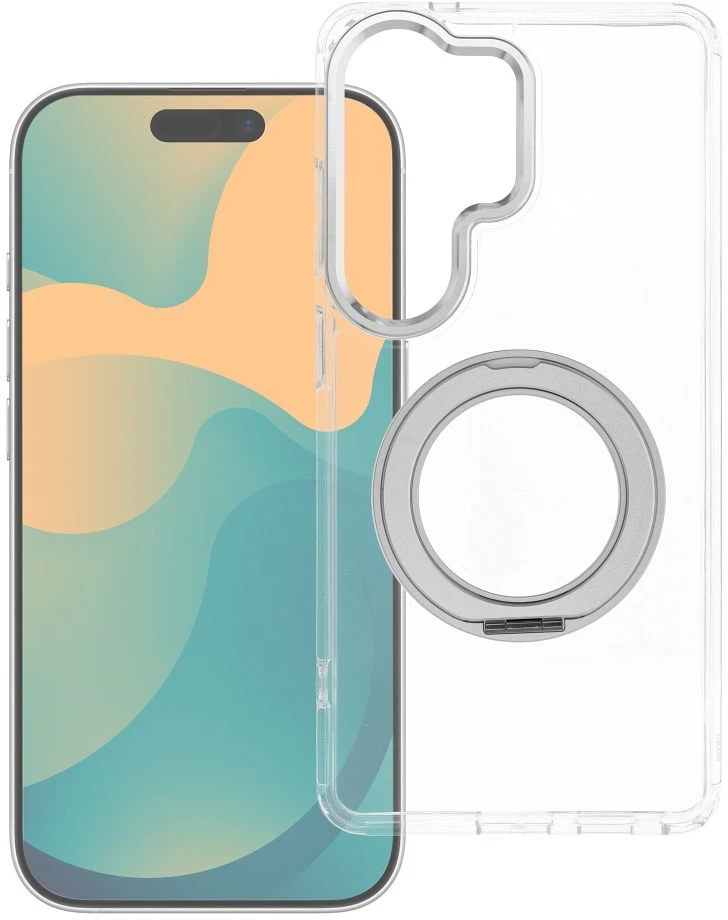 Oem Dėklas Xiaomi Redmi 17C 5G Frame Circle Stand, suderinamas su MagSafe, permatomas