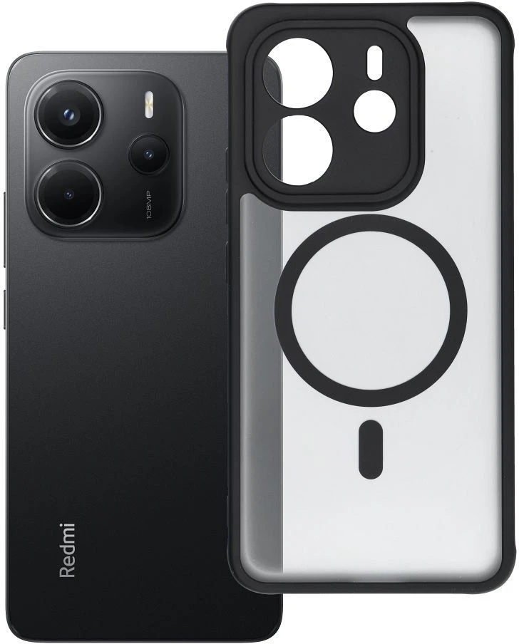 Oem FULL MATTE MAG COVER dėklas suderinamas su MagSafe skirtas Xiaomi Redmi Note 14 4G juodos spalvos