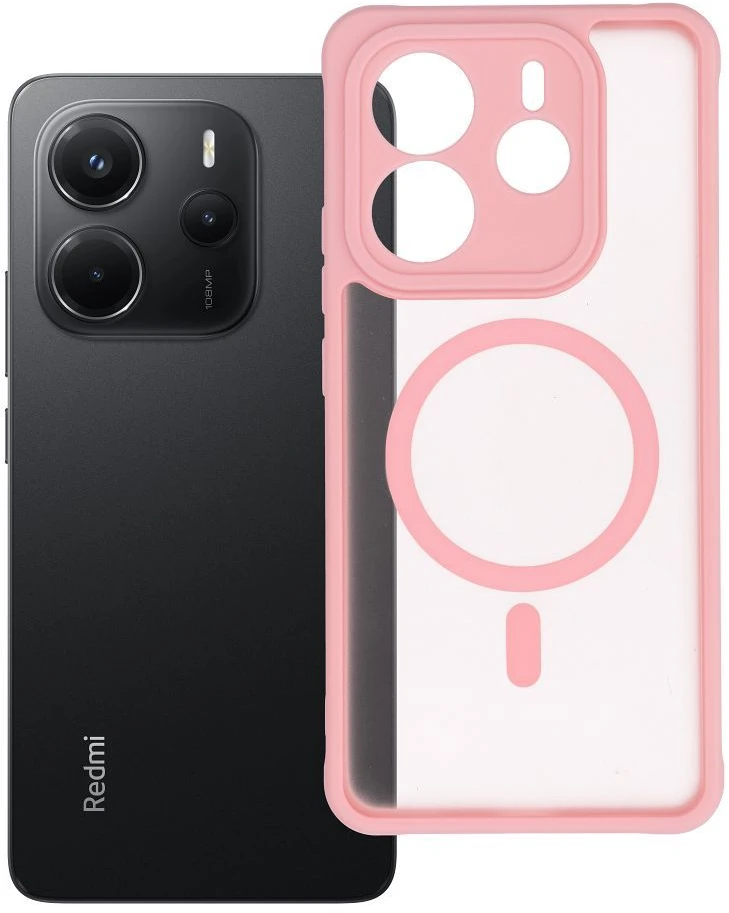 Oem FULL MATTE MAG COVER dėklas suderinamas su MagSafe skirtas Xiaomi Redmi Note 14 5G rožinės spalvos