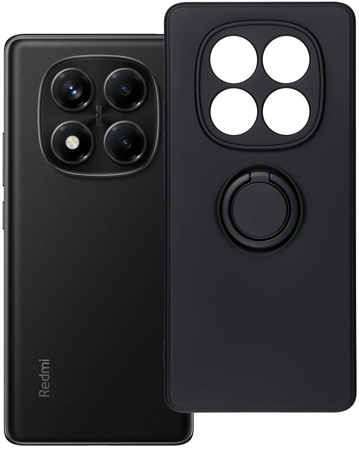 Oem SILICONE RING dėklas skirtas Xiaomi Redmi Note 14 Pro 4G juodos spalvos