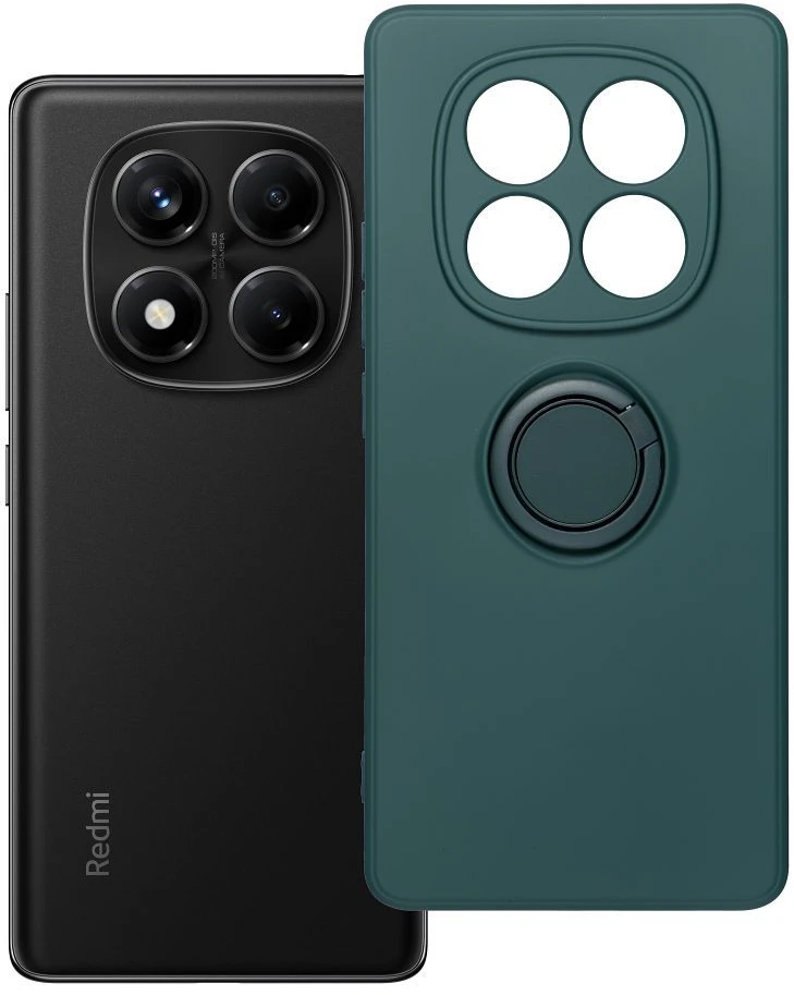 Oem SILICONE RING dėklas skirtas Xiaomi Redmi Note 14 Pro 4G žalios spalvos