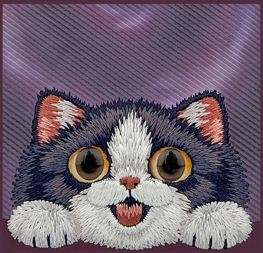 Dėklas NIMMY case BIG EYED LYING CREAM CAT compatible with MagSafe for IPHONE 18 Pro Max/17 Pro Max violetinė