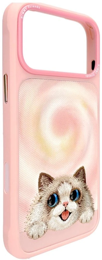 Dėklas NIMMY case BIG EYED LYING RAGDOLL CAT compatible with MagSafe for IPHONE 18 Pro/17 Pro pink