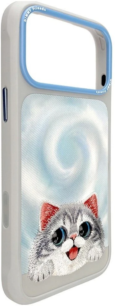 Dėklas NIMMY case BIG EYED LYING Sidabrinis SHADED CAT compatible with MagSafe for IPHONE 18 Pro Max/17 Pro Max pilkas