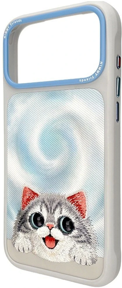 Dėklas NIMMY case BIG EYED LYING Sidabrinis SHADED CAT compatible with MagSafe for IPHONE 18 Pro/17 Pro juodas