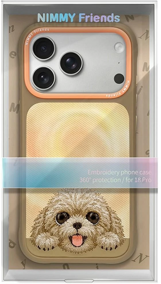Dėklas NIMMY case BIG EYED LYING TEDDY POODLE compatible with MagSafe for IPHONE 18 Pro/17 Pro ruda