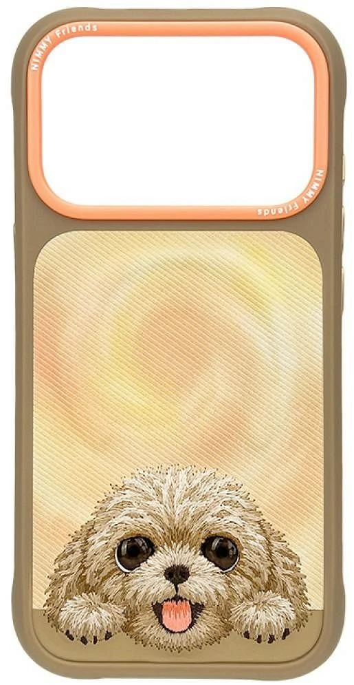 Dėklas NIMMY case BIG EYED LYING TEDDY POODLE compatible with MagSafe for IPHONE 18 Pro/17 Pro ruda