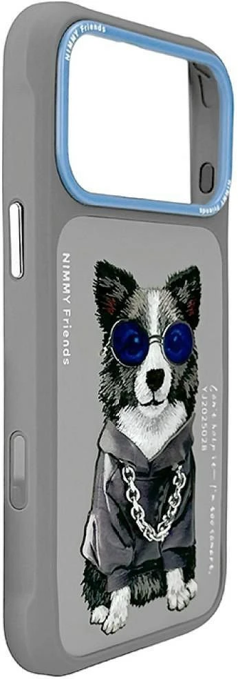 Dėklas NIMMY case GLASSES COOL DOG for IPHONE 18 Pro/17 Pro pilkas