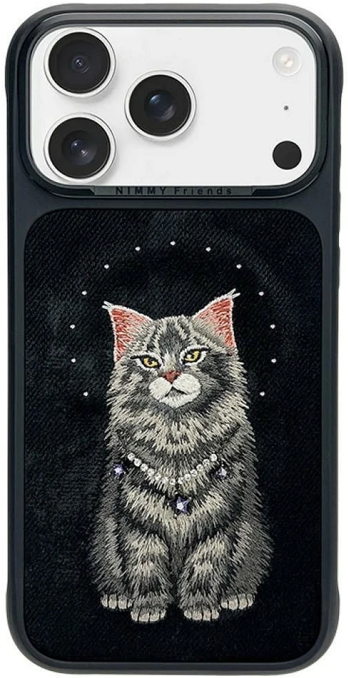 Dėklas NIMMY case LUCKY FASHION CAT compatible with MagSafe for IPHONE 18 Pro/17 Pro juodas