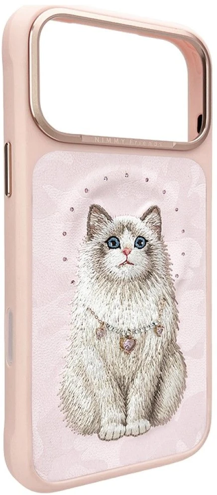 Dėklas NIMMY case LUCKY FASHION CAT compatible with MagSafe for IPHONE 18 Pro Max/17 Pro Max pink