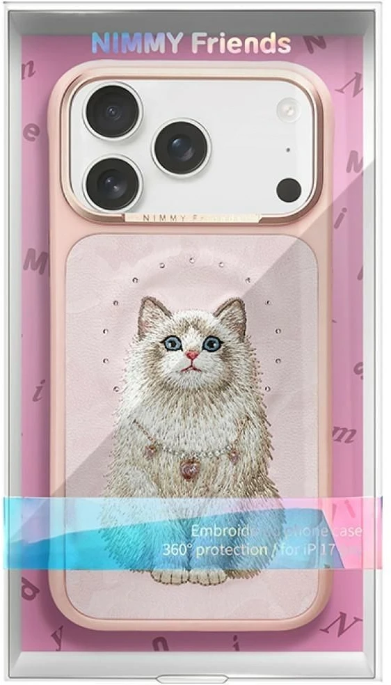 Dėklas NIMMY case LUCKY FASHION CAT compatible with MagSafe for IPHONE 18 Pro/17 Pro pink