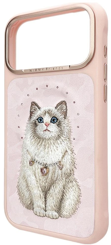 Dėklas NIMMY case LUCKY FASHION CAT compatible with MagSafe for IPHONE 18 Pro Max/17 Pro Max pink