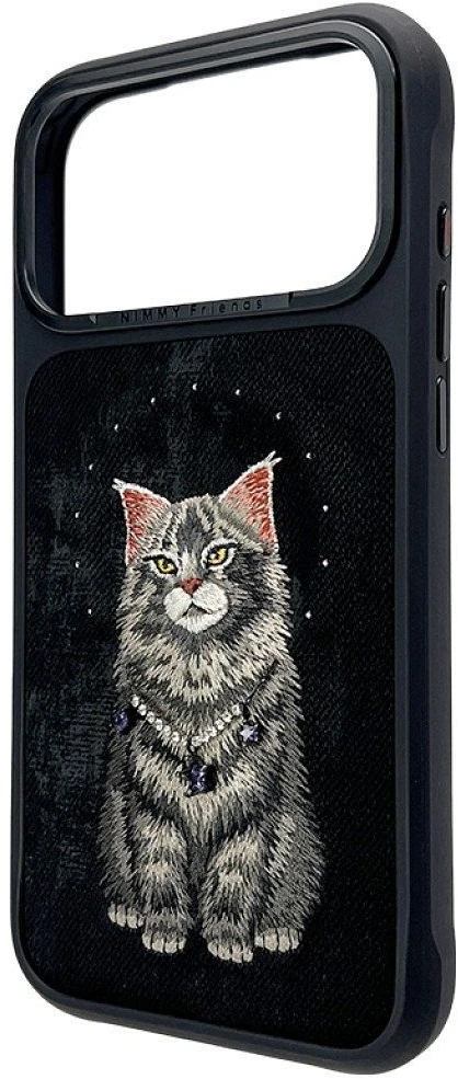 Dėklas NIMMY case LUCKY FASHION CAT compatible with MagSafe for IPHONE 18 Pro/17 Pro juodas