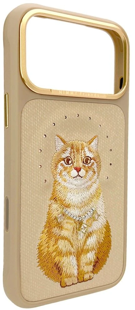 Dėklas NIMMY case LUCKY FASHION CAT compatible with MagSafe for IPHONE 18 Pro Max/17 Pro Max ruda